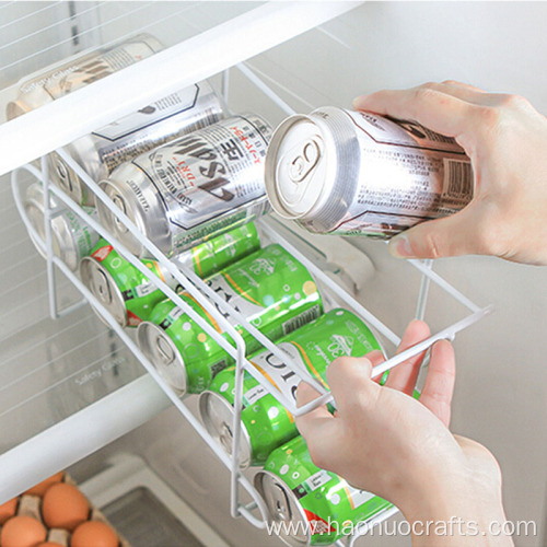 Refrigerator can roll storage rack double deck